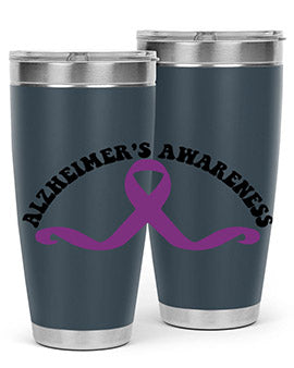 Alzheimer's Awareness 20oz Tumbler featuring a sleek stainless steel design with a drink-thru lid, showcasing support for Alzheimer's awareness.