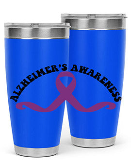 Alzheimer's Awareness 20oz Tumbler featuring a sleek stainless steel design with a drink-thru lid, showcasing support for Alzheimer's awareness.