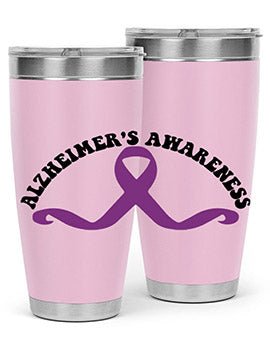 Alzheimer's Awareness 20oz Tumbler featuring a sleek stainless steel design with a drink-thru lid, showcasing support for Alzheimer's awareness.