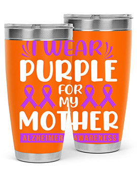 Alzheimer's Awareness 20oz Tumbler featuring a double wall vacuum design with a drink-thru lid, showcasing vibrant awareness graphics.