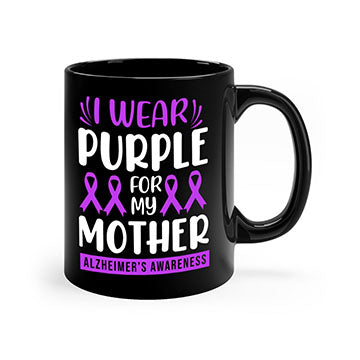 Alzheimer's Awareness Mug with colorful handle and glossy finish, available in multiple sizes.