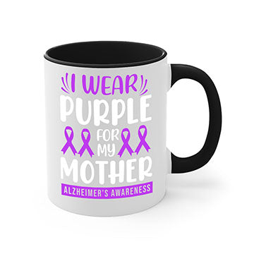 Alzheimer's Awareness Mug with colorful handle and glossy finish, available in multiple sizes.