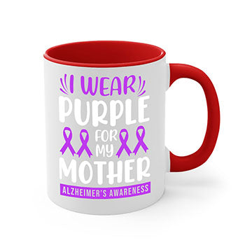 Alzheimer's Awareness Mug with colorful handle and glossy finish, available in multiple sizes.