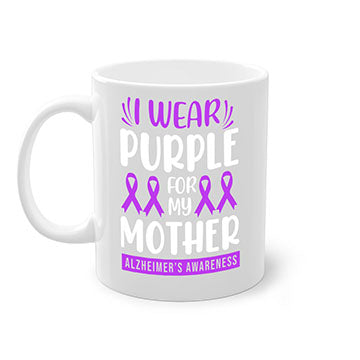 Alzheimer's Awareness Mug with colorful handle and glossy finish, available in multiple sizes.