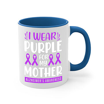 Alzheimer's Awareness Mug with colorful handle and glossy finish, available in multiple sizes.