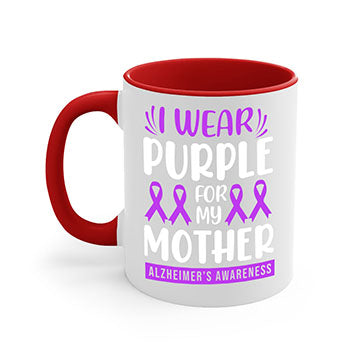 Alzheimer's Awareness Mug with colorful handle and glossy finish, available in multiple sizes.