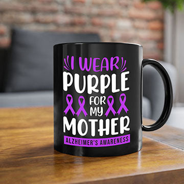 Alzheimer's Awareness Mug with colorful handle and glossy finish, available in multiple sizes.