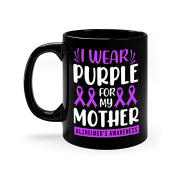 Alzheimer's Awareness Mug with colorful handle and glossy finish, available in multiple sizes.