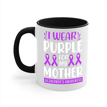 Alzheimer's Awareness Mug with colorful handle and glossy finish, available in multiple sizes.