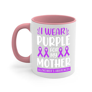 Alzheimer's Awareness Mug with colorful handle and glossy finish, available in multiple sizes.