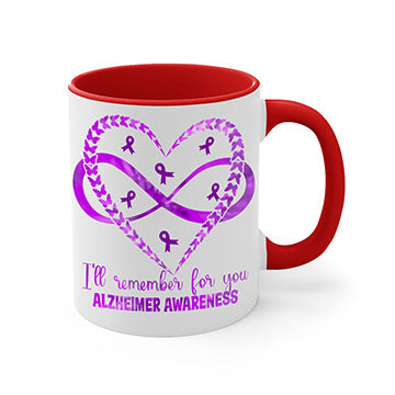 AlzheimerS Awareness Heart Infinity Mug with colorful handle and interior, showcasing a glossy finish and heart infinity design.