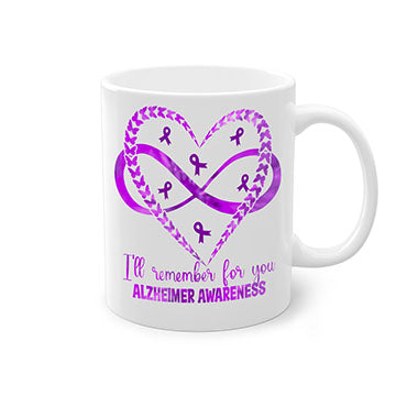 AlzheimerS Awareness Heart Infinity Mug with colorful handle and interior, showcasing a glossy finish and heart infinity design.