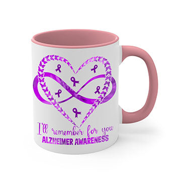 AlzheimerS Awareness Heart Infinity Mug with colorful handle and interior, showcasing a glossy finish and heart infinity design.