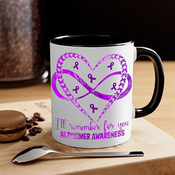AlzheimerS Awareness Heart Infinity Mug with colorful handle and interior, showcasing a glossy finish and heart infinity design.