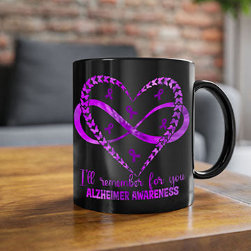 AlzheimerS Awareness Heart Infinity Mug with colorful handle and interior, showcasing a glossy finish and heart infinity design.