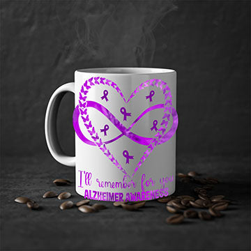 AlzheimerS Awareness Heart Infinity Mug with colorful handle and interior, showcasing a glossy finish and heart infinity design.
