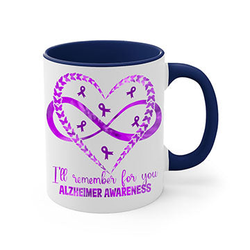 AlzheimerS Awareness Heart Infinity Mug with colorful handle and interior, showcasing a glossy finish and heart infinity design.