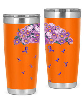 AlzheimerS Awareness Purple Umbrella 20oz tumbler showcasing a vibrant purple design with a drink-thru lid, perfect for hot and cold beverages.