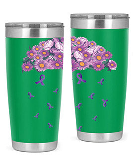 AlzheimerS Awareness Purple Umbrella 20oz tumbler showcasing a vibrant purple design with a drink-thru lid, perfect for hot and cold beverages.