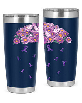 AlzheimerS Awareness Purple Umbrella 20oz tumbler showcasing a vibrant purple design with a drink-thru lid, perfect for hot and cold beverages.