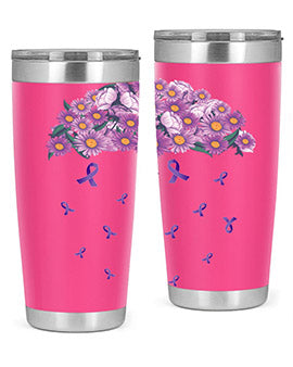 AlzheimerS Awareness Purple Umbrella 20oz tumbler showcasing a vibrant purple design with a drink-thru lid, perfect for hot and cold beverages.