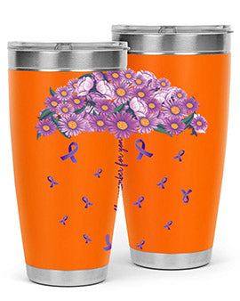 AlzheimerS Awareness Purple Umbrella 20oz tumbler showcasing a vibrant purple design with a drink-thru lid, perfect for hot and cold beverages.