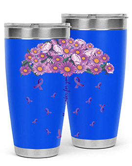AlzheimerS Awareness Purple Umbrella 20oz tumbler showcasing a vibrant purple design with a drink-thru lid, perfect for hot and cold beverages.