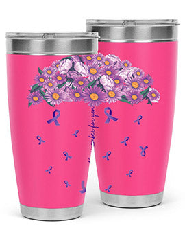 AlzheimerS Awareness Purple Umbrella 20oz tumbler showcasing a vibrant purple design with a drink-thru lid, perfect for hot and cold beverages.