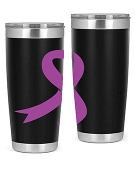 Alzheimer's Awareness Tumbler in stainless steel with a drink-thru lid, showcasing its double wall vacuum design.