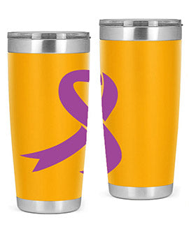 Alzheimer's Awareness Tumbler in stainless steel with a drink-thru lid, showcasing its double wall vacuum design.