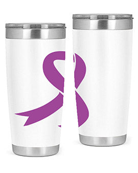 Alzheimer's Awareness Tumbler in stainless steel with a drink-thru lid, showcasing its double wall vacuum design.