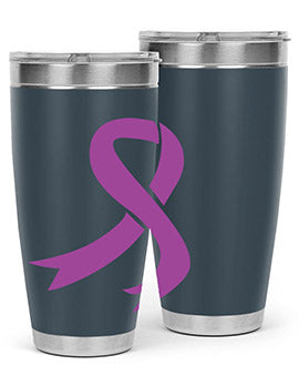 Alzheimer's Awareness Tumbler in stainless steel with a drink-thru lid, showcasing its double wall vacuum design.