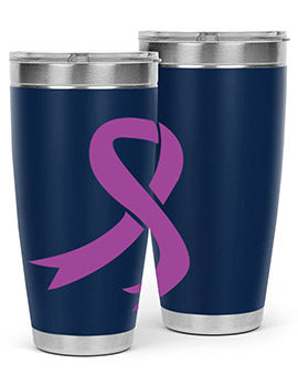 Alzheimer's Awareness Tumbler in stainless steel with a drink-thru lid, showcasing its double wall vacuum design.