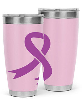Alzheimer's Awareness Tumbler in stainless steel with a drink-thru lid, showcasing its double wall vacuum design.