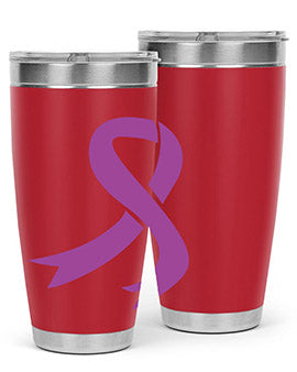 Alzheimer's Awareness Tumbler in stainless steel with a drink-thru lid, showcasing its double wall vacuum design.