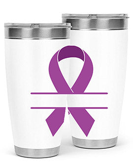 Alzheimer's Awareness Tumbler in 20oz and 30oz sizes, showcasing double wall vacuum stainless steel design with vibrant awareness print.