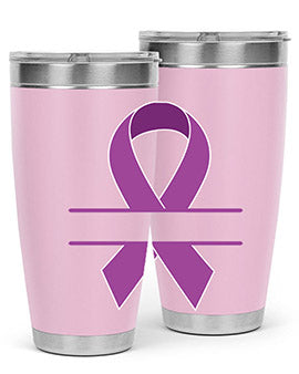 Alzheimer's Awareness Tumbler in 20oz and 30oz sizes, showcasing double wall vacuum stainless steel design with vibrant awareness print.
