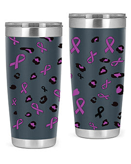 Alzheimer's Awareness Tumbler featuring a stylish design, available in 20oz and 30oz sizes, made from stainless steel with a drink-thru lid.