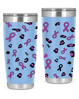 Alzheimer's Awareness Tumbler featuring a stylish design, available in 20oz and 30oz sizes, made from stainless steel with a drink-thru lid.