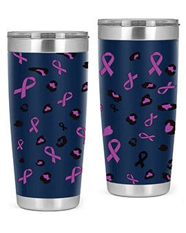 Alzheimer's Awareness Tumbler featuring a stylish design, available in 20oz and 30oz sizes, made from stainless steel with a drink-thru lid.