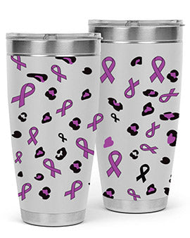 Alzheimer's Awareness Tumbler featuring a stylish design, available in 20oz and 30oz sizes, made from stainless steel with a drink-thru lid.