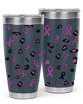 Alzheimer's Awareness Tumbler featuring a stylish design, available in 20oz and 30oz sizes, made from stainless steel with a drink-thru lid.