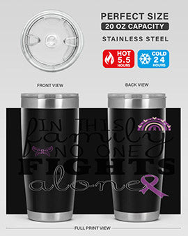 Alzheimer's Awareness Tumbler in 20oz and 30oz sizes, showcasing double wall stainless steel design with a drink-thru lid.