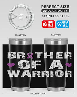 Alzheimer's Awareness Tumbler featuring a sleek design, available in 20oz and 30oz sizes, made from stainless steel with a drink-thru lid.