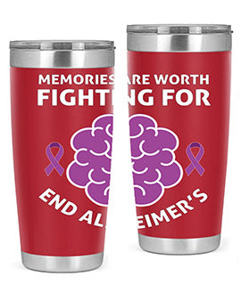 Alzheimer's Awareness Style 34# Tumbler, 20oz, double wall vacuum stainless steel with copper lining, featuring a drink-thru lid.