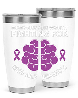 Alzheimer's Awareness Style 34# Tumbler, 20oz, double wall vacuum stainless steel with copper lining, featuring a drink-thru lid.