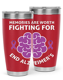 Alzheimer's Awareness Style 34# Tumbler, 20oz, double wall vacuum stainless steel with copper lining, featuring a drink-thru lid.
