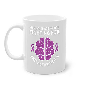 Alzheimer's Awareness Mug featuring a glossy finish, colorful handle, and interior, available in multiple sizes and colors.
