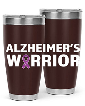 Alzheimer's Awareness Tumbler, 20oz stainless steel with a vibrant design, perfect for hot and cold beverages.