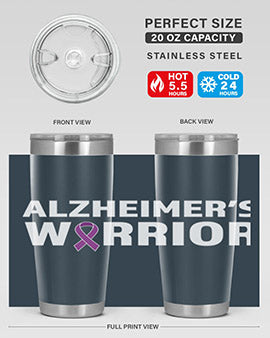 Alzheimer's Awareness Tumbler, 20oz stainless steel with a vibrant design, perfect for hot and cold beverages.